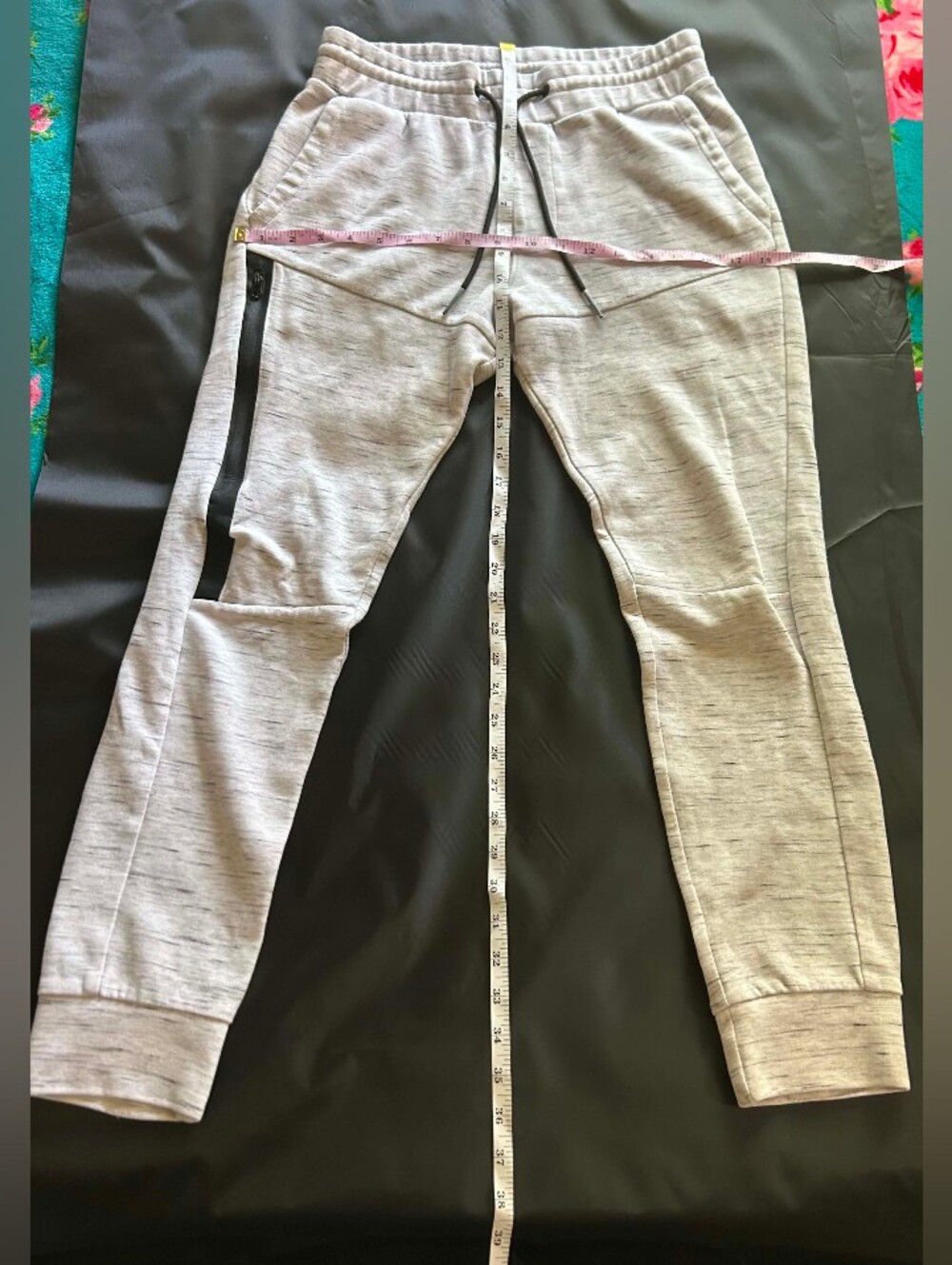 Express Light Heather Gray Jogger Sweatpants with Black Zip Accent